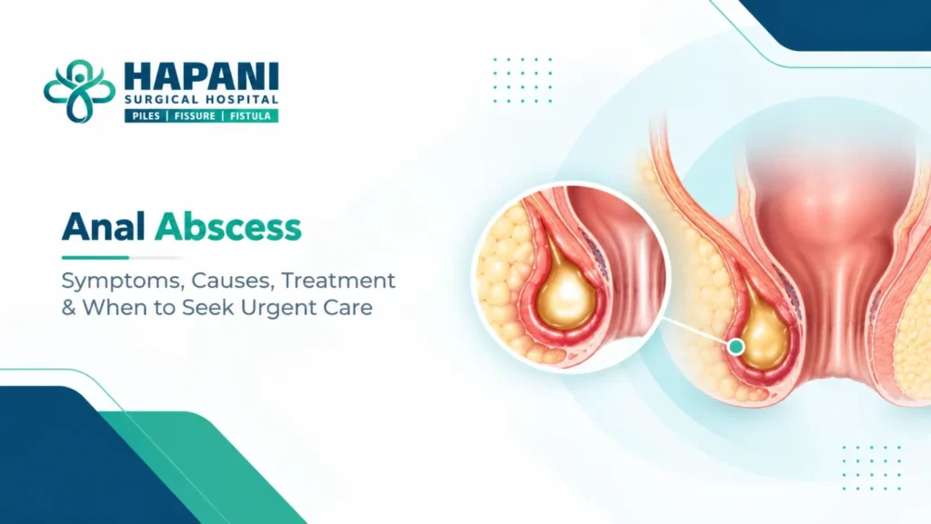 Anal abscess symptoms and treatment medical illustration by Hapani Surgical Hospital