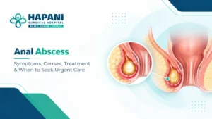 Anal abscess symptoms and treatment medical illustration by Hapani Surgical Hospital